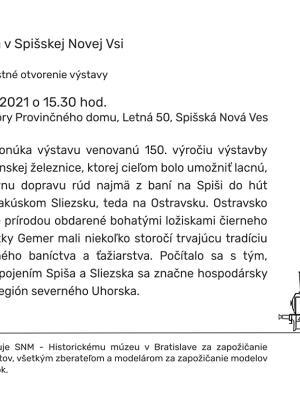 Plagát k výstave - 150 rokov Košicko-bohumínskej železnice  zadná strana