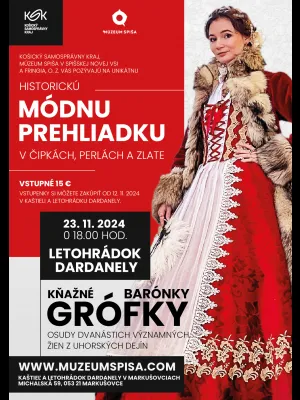 Plagát na módnu prehliadku "V čipkách perlách a zlate" (autor: VLadimír Krempaský)